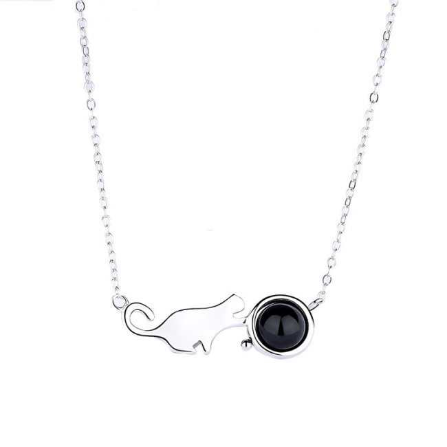 Silver cat necklace MLA1102
