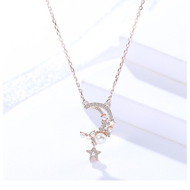 Silver star moon necklace MLA1048-2
