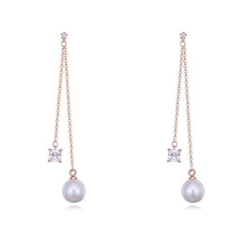 silver needles Long pearl tassel earrings 26448