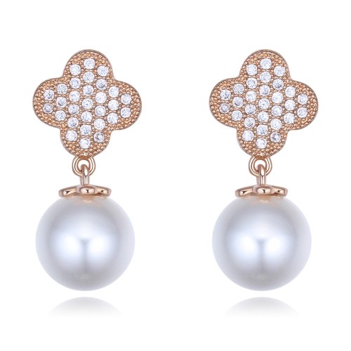 silver needles flower pearl earring 26396