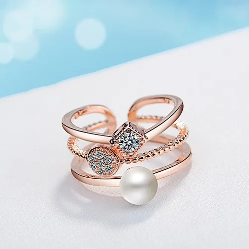 Geometric pearl ring XZR197a
