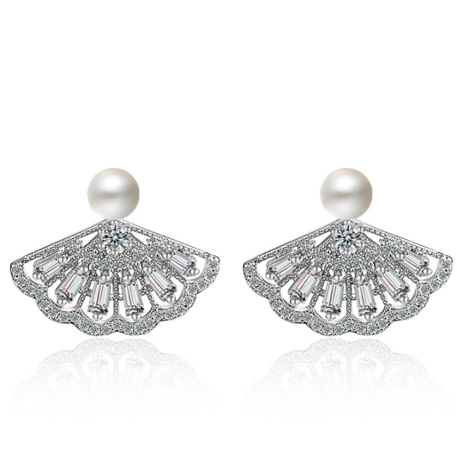 Pearl fan earrings XZE528a