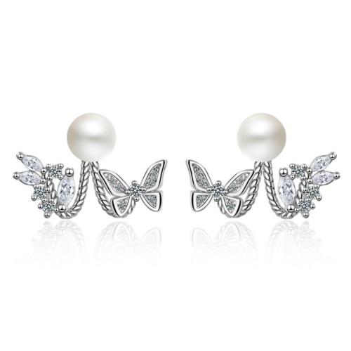 Imitation pearl butterfly earrings XZE758