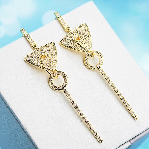 Triangle round long earring XZE448a