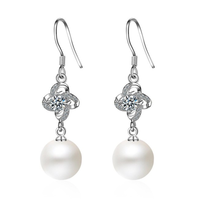 flower pearl long earring XZE242w