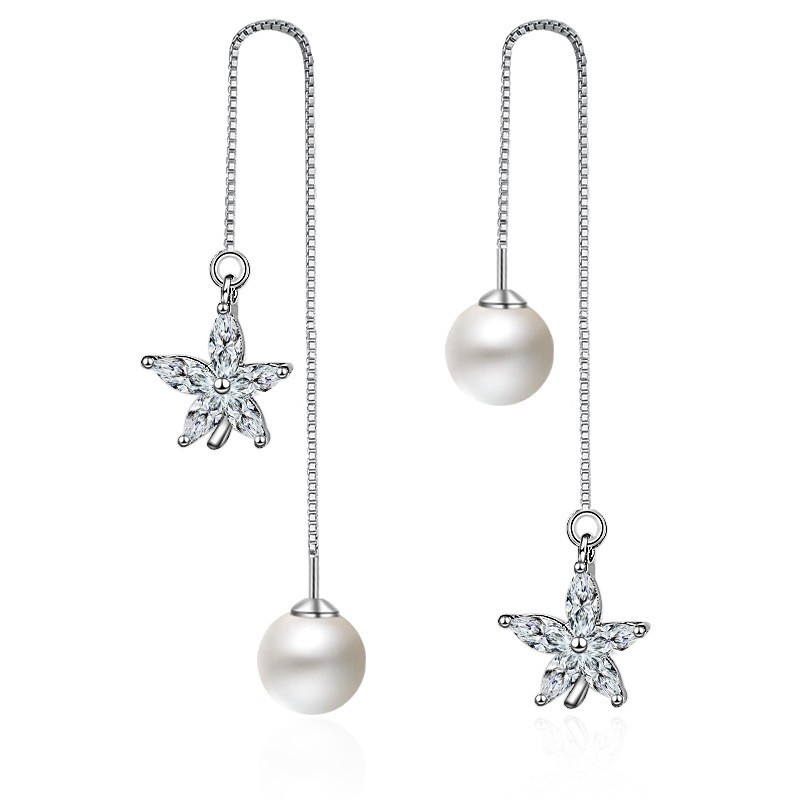 flower pearl long earring 234