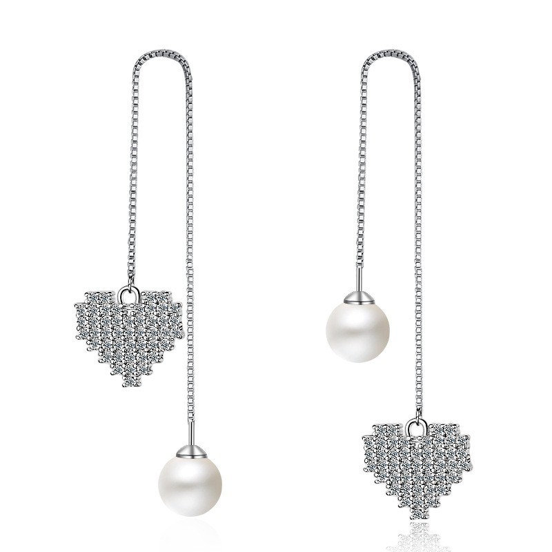 heart pearl long earring 248