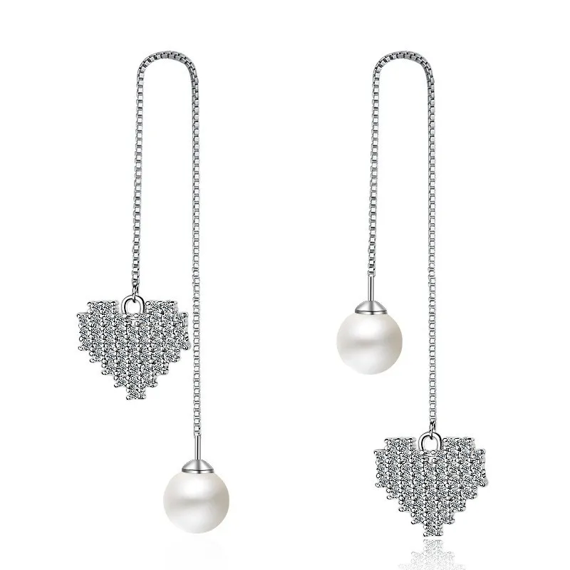 heart pearl long earring 248