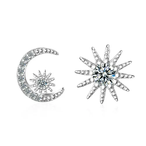 Asymmetrical star moon earrings 582