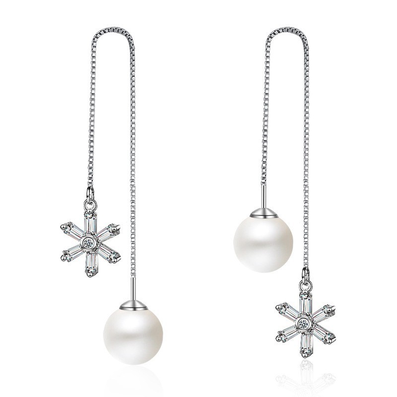 flower pearl long earring XZE243w