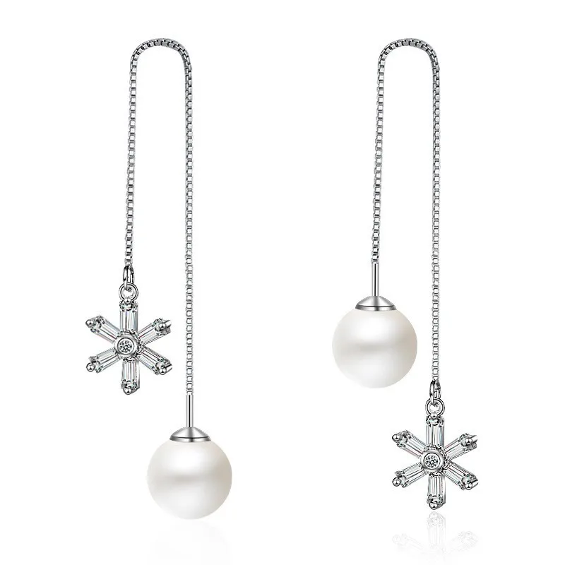 flower pearl long earring XZE243w
