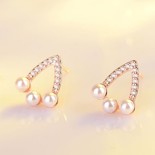 hollow triangle pearl earring XZE421a