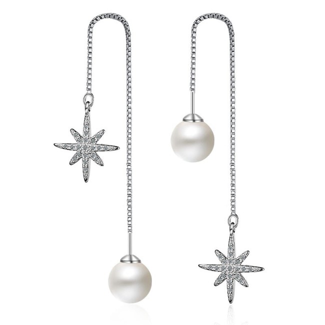 snowflake pearl long earring 229
