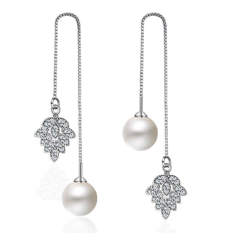 flower pearl long earring XZE244w