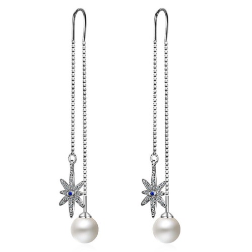 snowflake pearl long earring 246