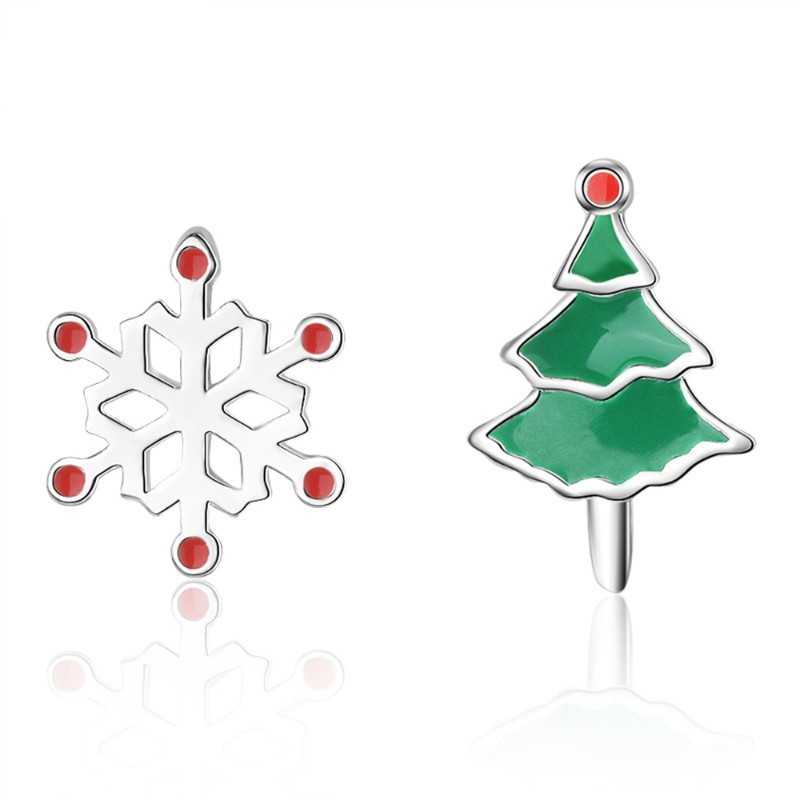 Snowflake Christmas Tree Earrings 741