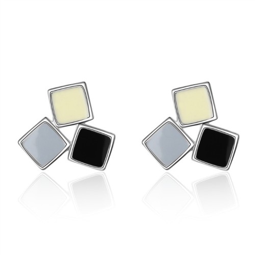 Tricolor square earrings 746
