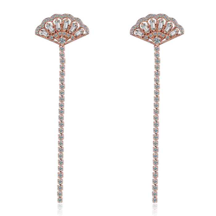 Scalloped long earrings XZE536a