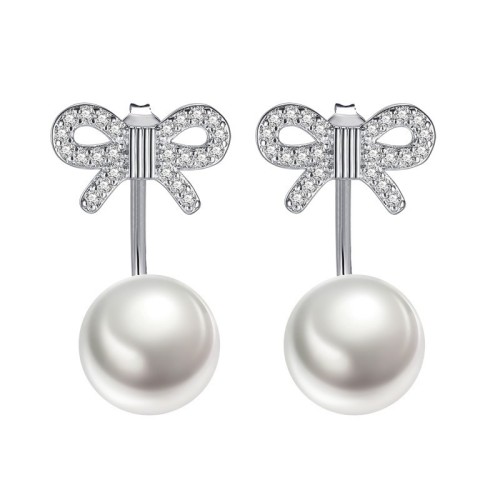 bowknot pearl earring wh 91