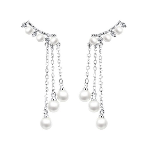 Long fringed pearls earring wh 13