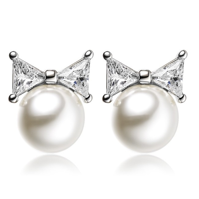 bowknot pearl earring wh 112