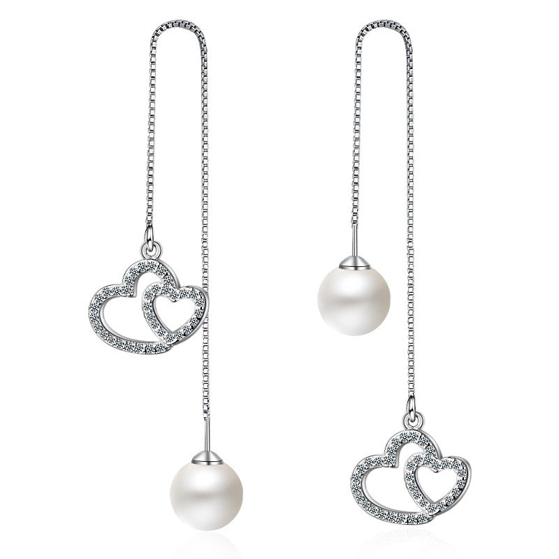 heart long pearl earring 241