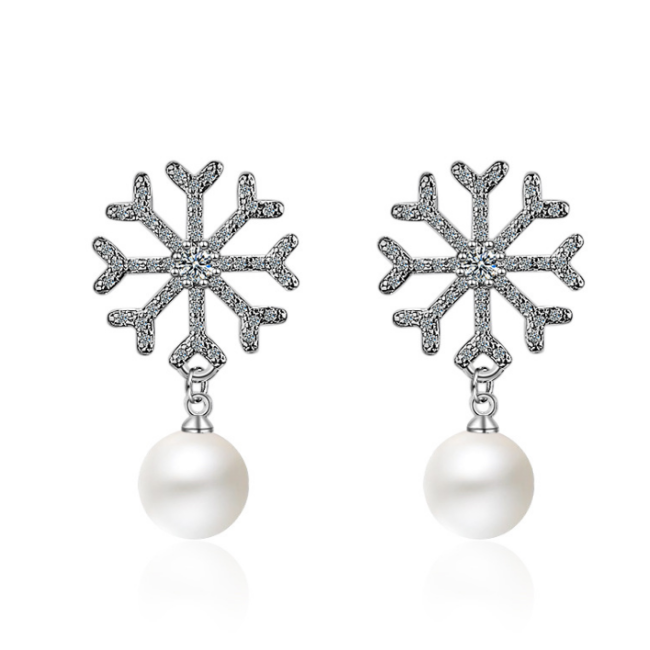 Snowflake Pearl Earrings 532