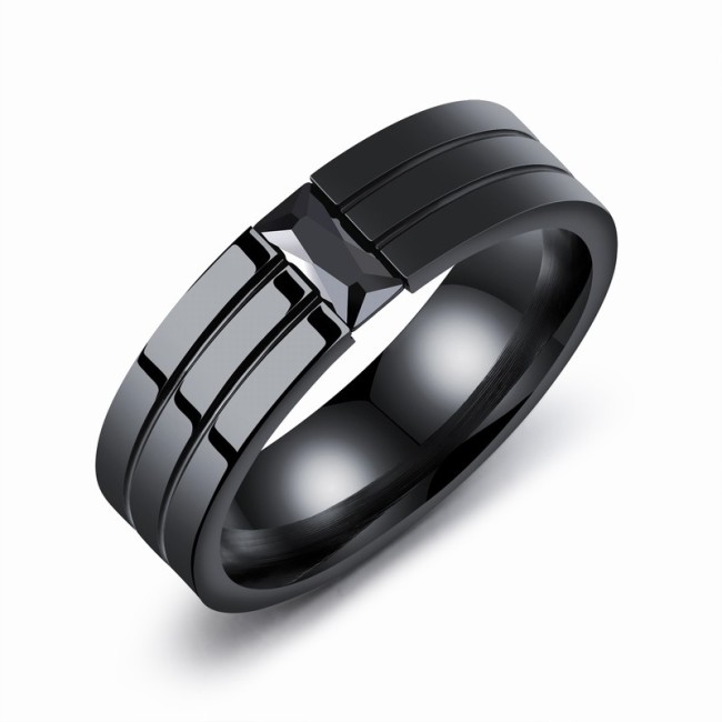 Black zircon ring 563