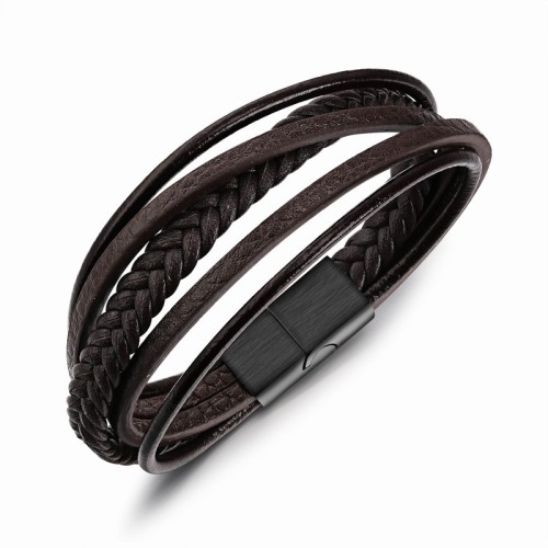 Multi-layer leather bangle gb06171094j