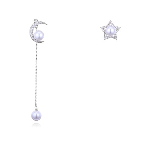 star moon pearl earring