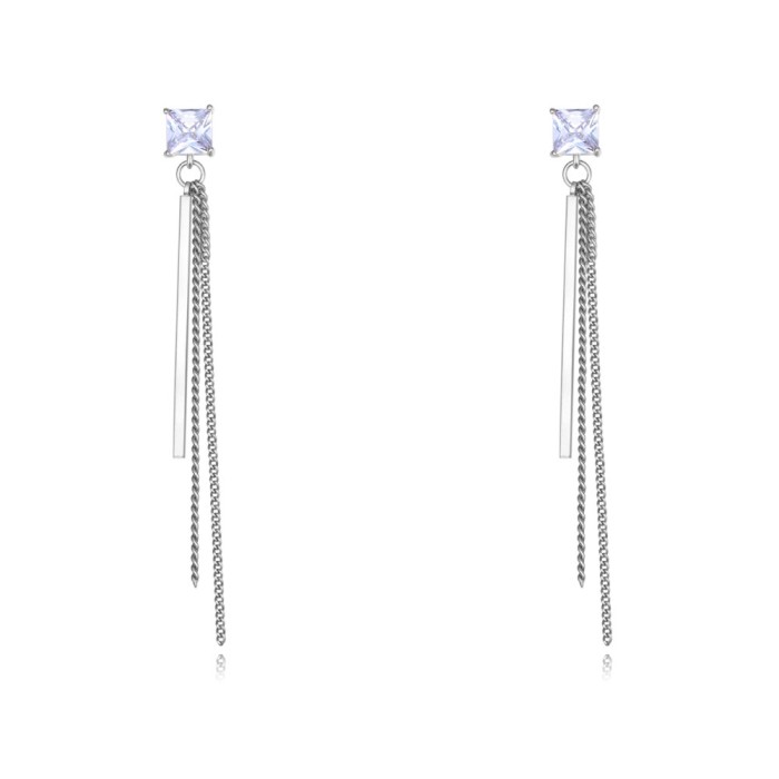 silver needles long earring