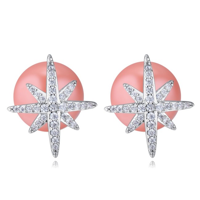 silver needles sonwflake pearl earring 26039
