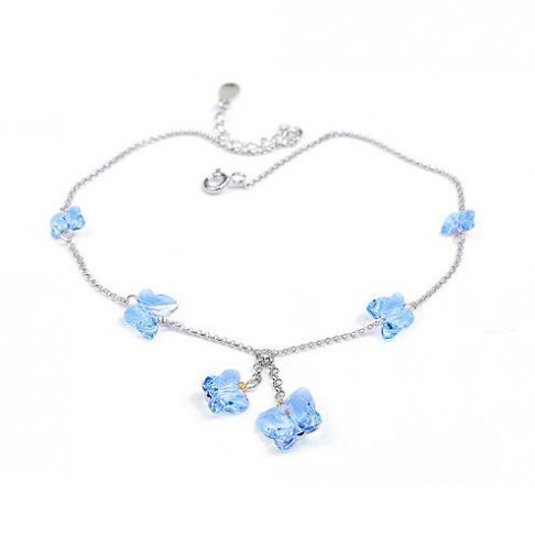 silver Butterfly crystal Anklets 970813