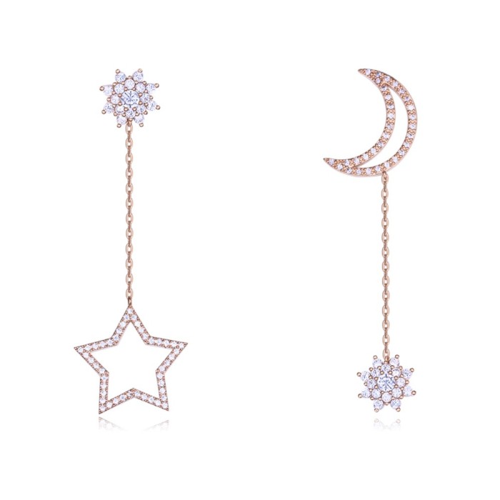 silver needles moon star earring 26378