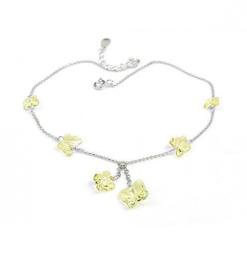 silver Butterfly crystal Anklets 970815