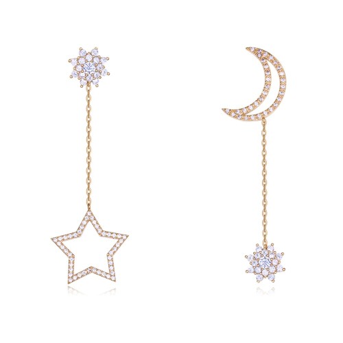 silver needles moon star earring 26377