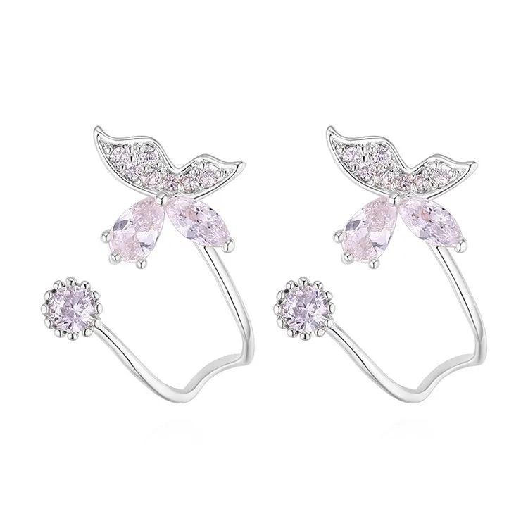 Silver Needle Butterfly Earrings