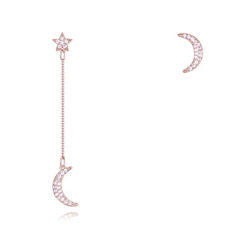 silver needles moon star Asymmetry earring 26390