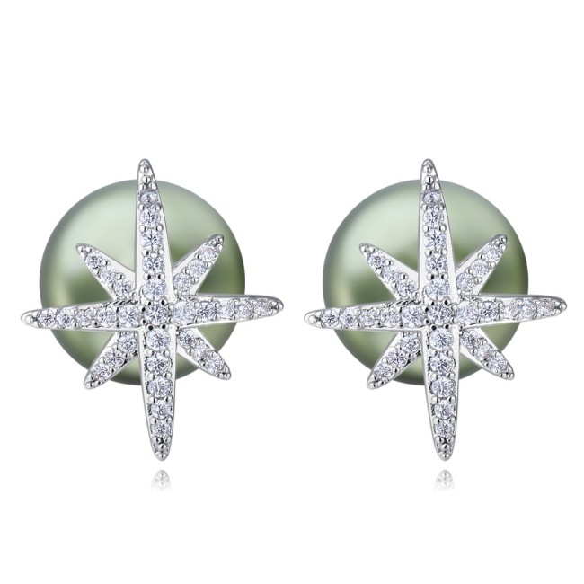 silver needles sonwflake pearl earring 26035