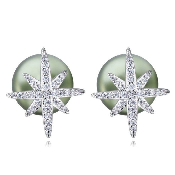 silver needles sonwflake pearl earring 26035