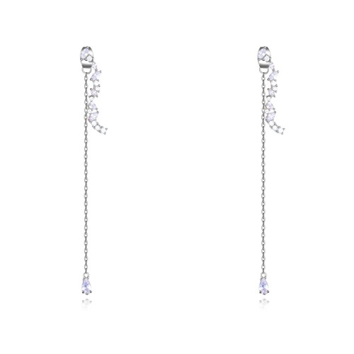 silver needles drop earring