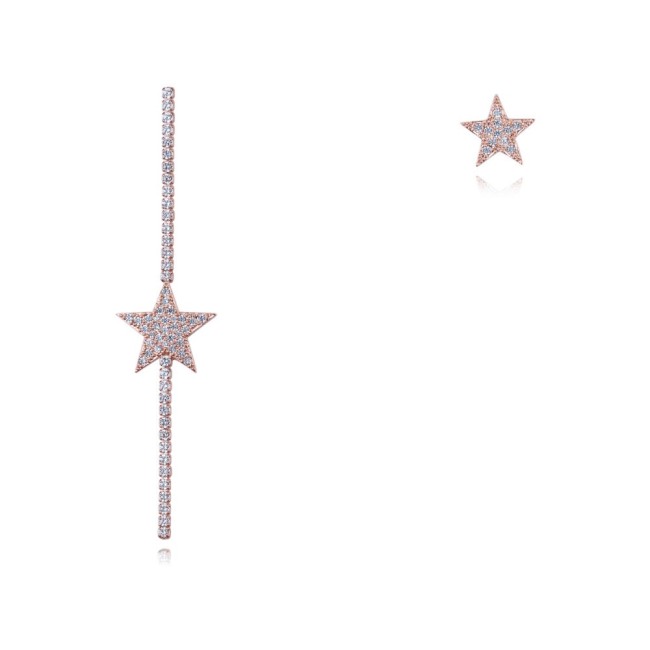 silver needles star Asymmetric earrings 26175