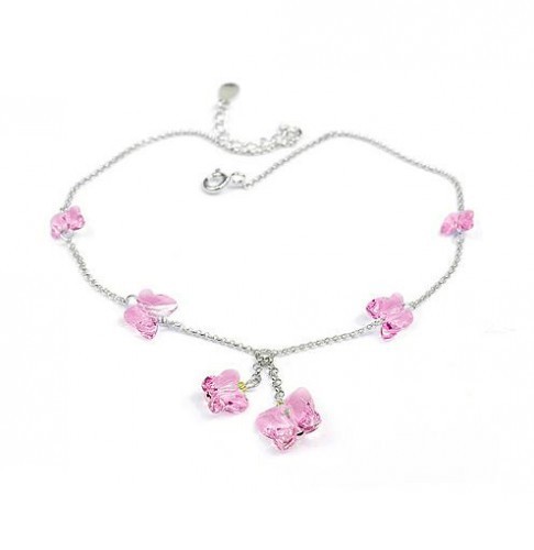 silver Butterfly crystal Anklets 970812
