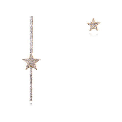 silver needles star Asymmetric earrings 26174