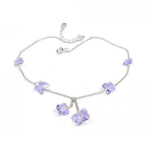 silver Butterfly crystal Anklets 970809