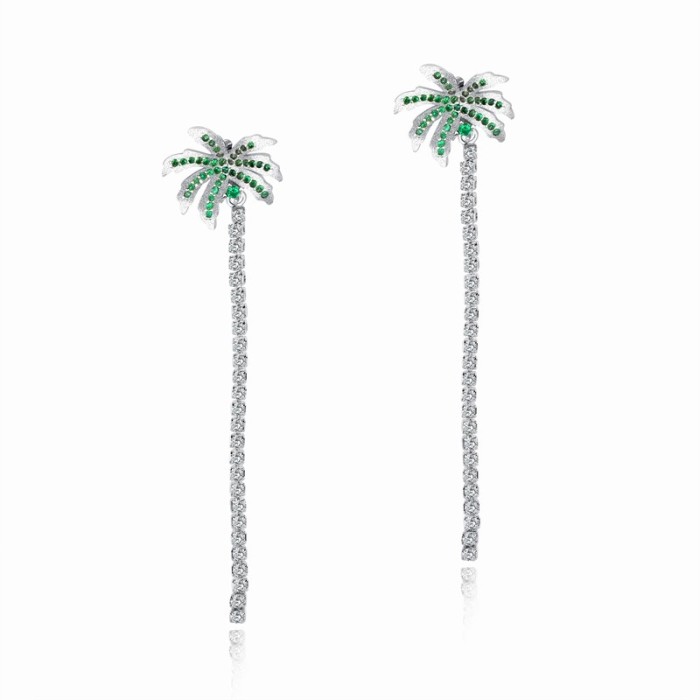 Long coconut tree earrings