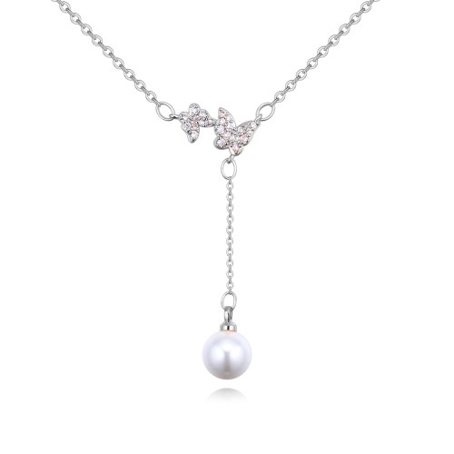 Butterfly Pearl drop Necklace 26412