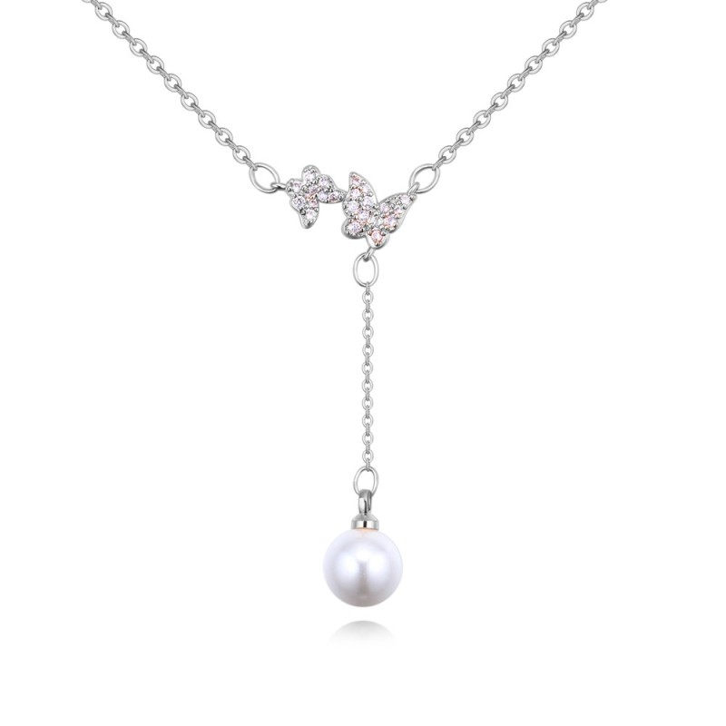 Butterfly Pearl drop Necklace 26412