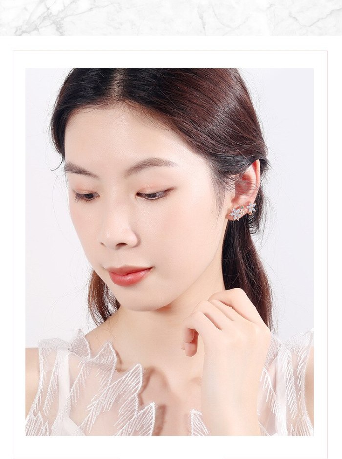 EH133 Zirconium Diamond Circle Earrings Long Style for Women Tassel Earrings Ear Clip Ear Ring Ins Girl's Ear Stud