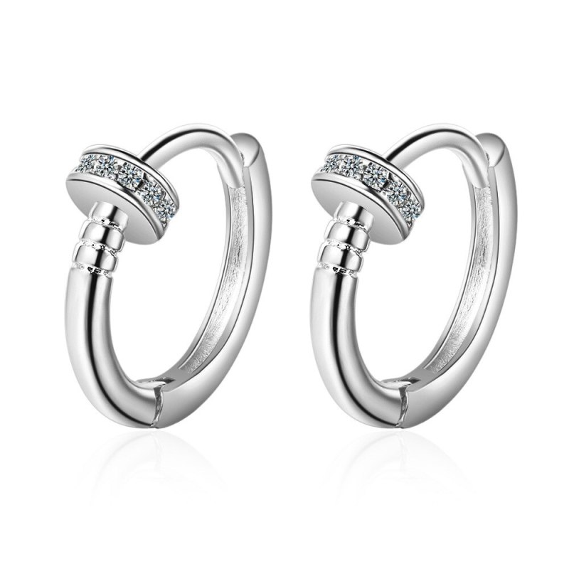 EH547 Nail Ear Clip Women's Korean-Style Fashion Geometry Pattern Round Diamond Set Ear Clip Simple Geometric Earrings